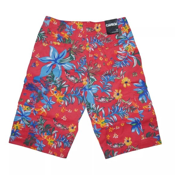Carbon Cargo Chino Shorts Men's/Boys Size 26-28 Tribal Floral Back to School - Picture 2 of 4